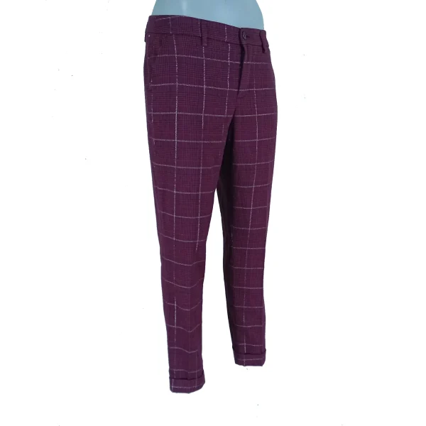 Pantalone Liu Jo karirane bordo — bočna