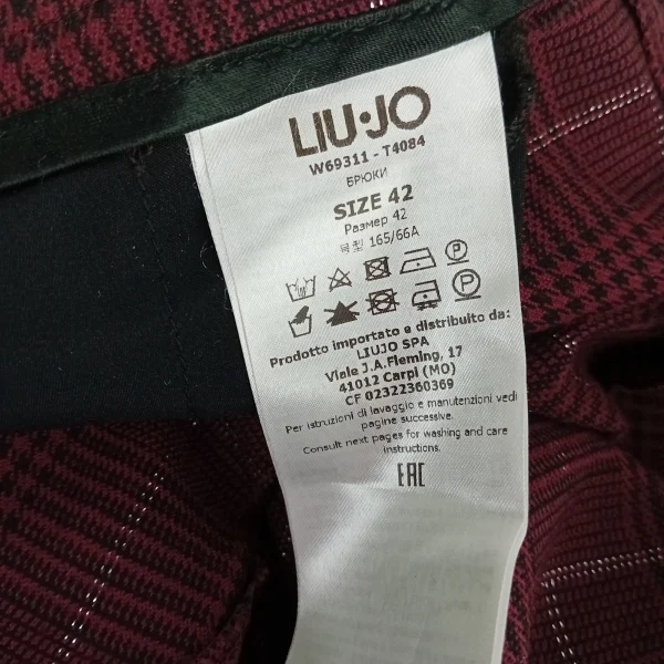 Pantalone Liu Jo karirane bordo — etiketa-brend